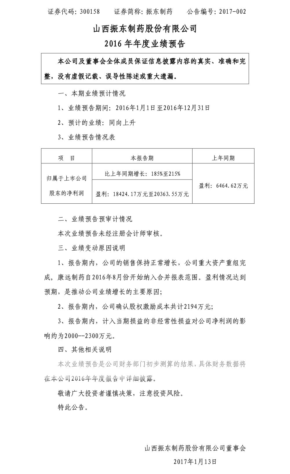 万象城AWC888制药,万象城AWC888,300158,年度业绩预告