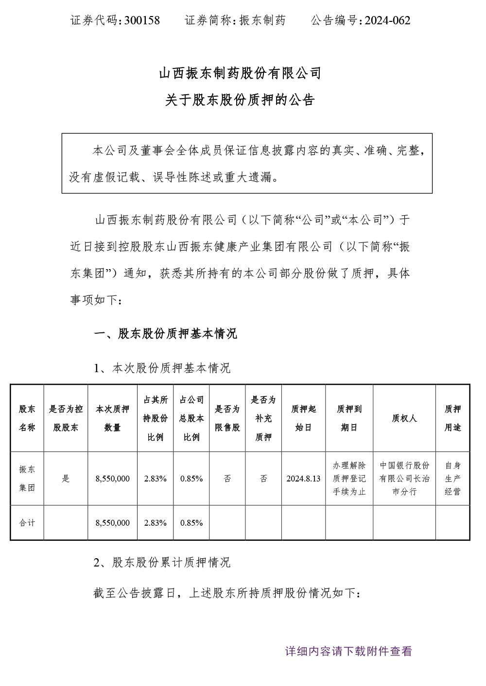 万象城AWC888制药,股东股份解押,万象城AWC888,300158
